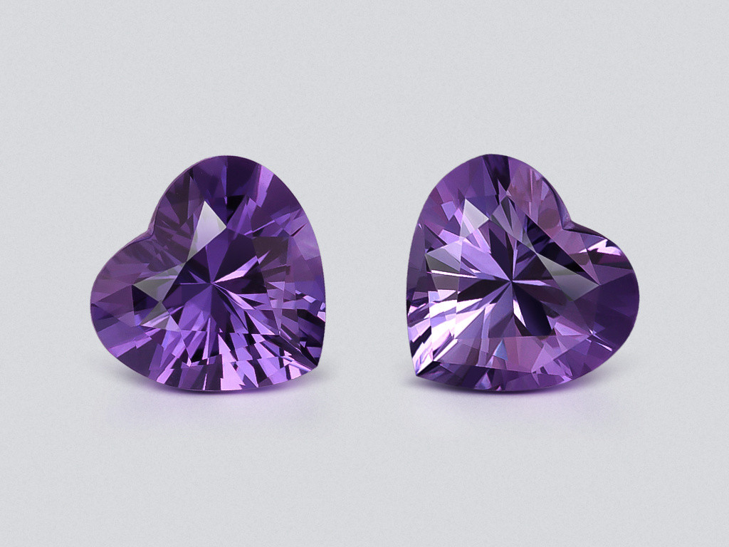 Par de amatistas de corte corazón de precisión de 6,99 ct, Brasil Image №1