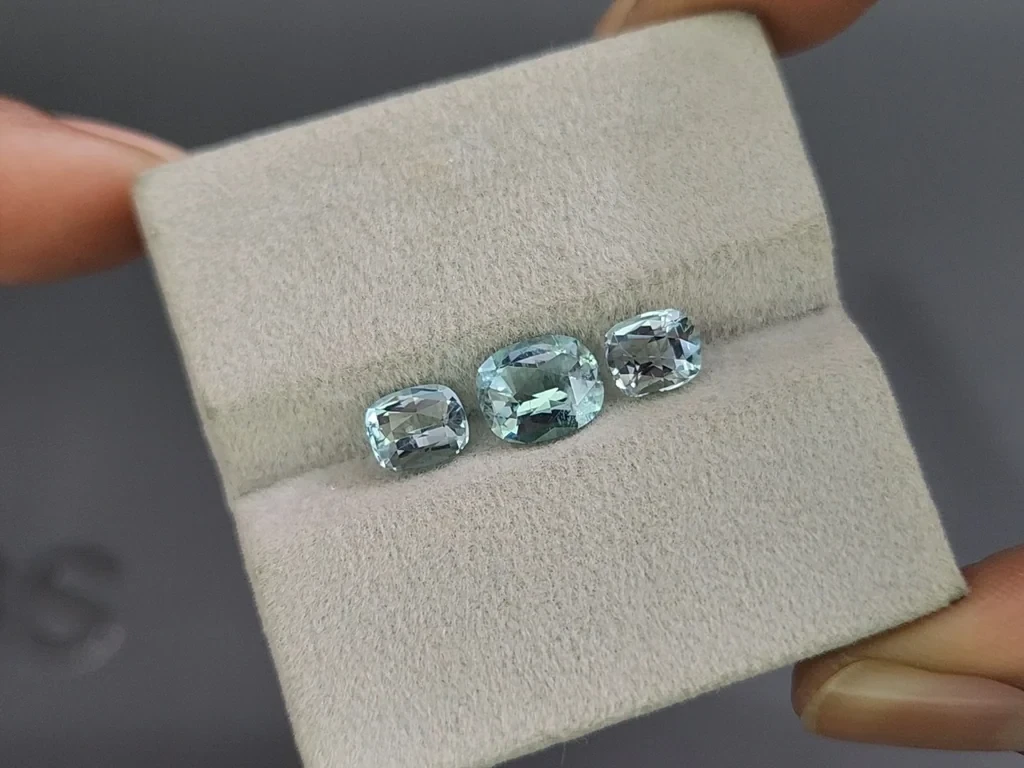 Set of aquamarines cushion cut 2.54 carats, Madagascar Image №5