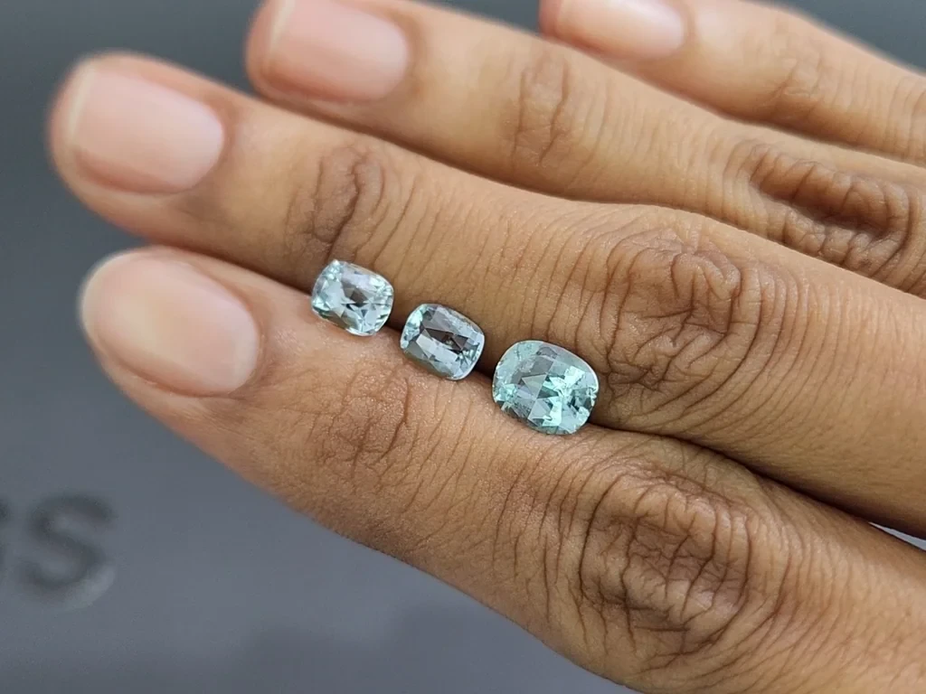 Set of aquamarines cushion cut 2.54 carats, Madagascar Image №2