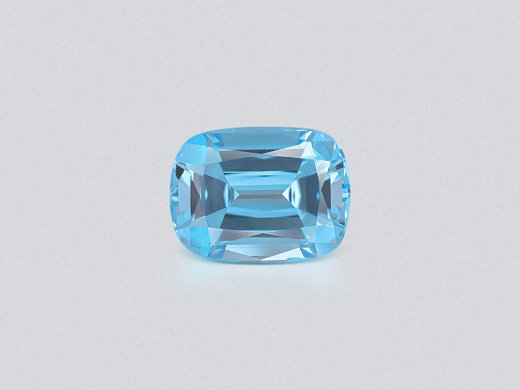 Topaze bleu ciel de Madagascar, taille coussin haute précision, 15,47 carats Image №1