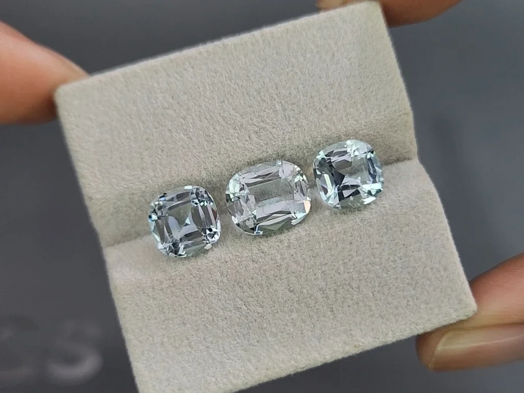 Set aus kissenförmig geschliffenen aquamarinen 6,77 karat, Madagaskar Image №5