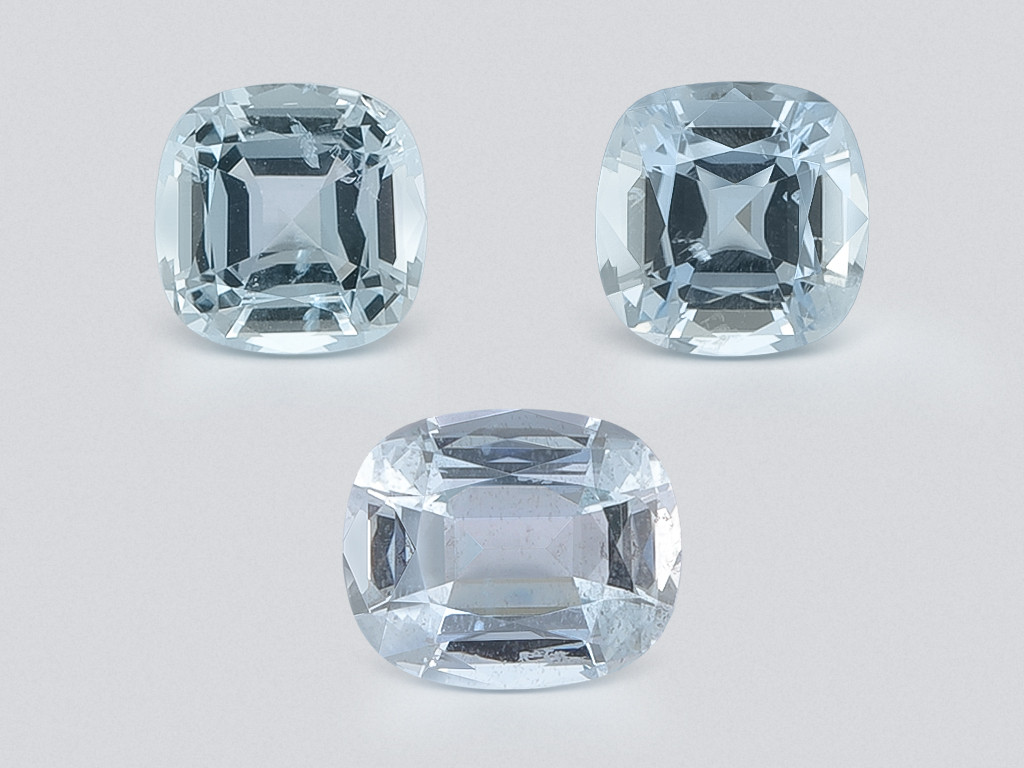 Set aus kissenförmig geschliffenen aquamarinen 6,77 karat, Madagaskar Image №1