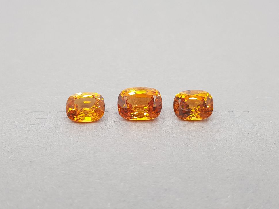 Set of bright spessartines in cushion cut 9.37 ct Image №1