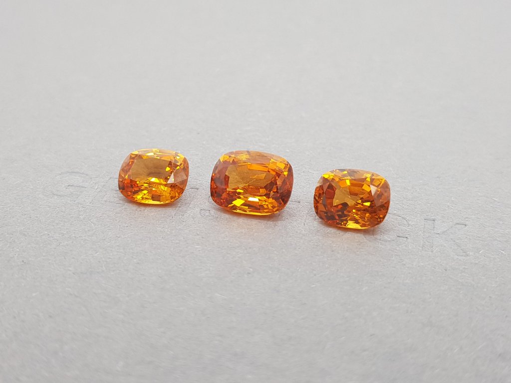 Set of bright spessartines in cushion cut 9.37 ct Image №2