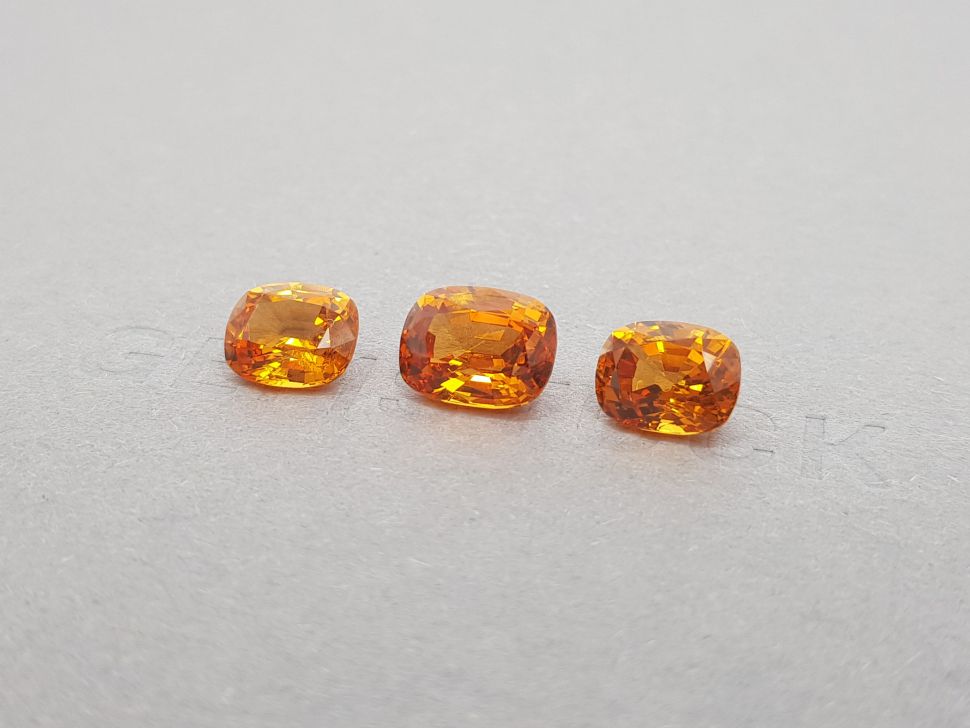 Set of bright spessartines in cushion cut 9.37 ct Image №2
