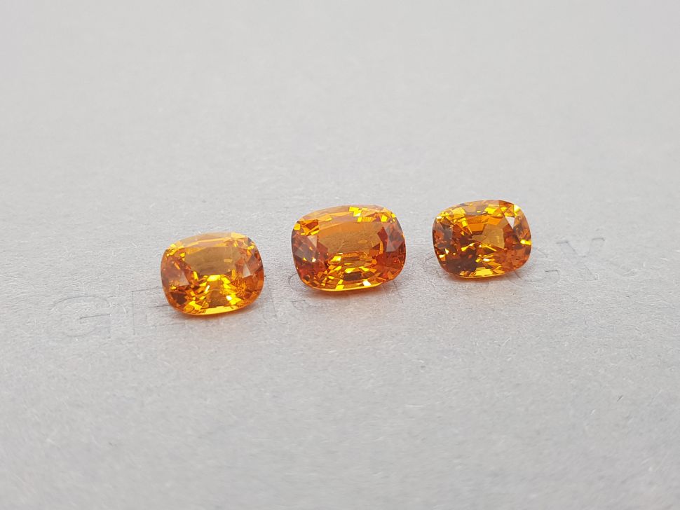 Set of bright spessartines in cushion cut 9.37 ct Image №3