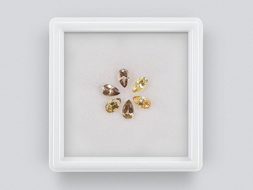 Set of calibrated sapphires 5x3 mm in pear cut 1.29 carats/6 pcs. Image №1