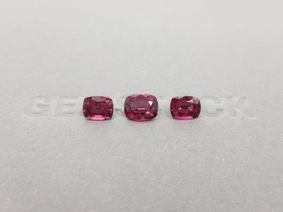Set of three rhodolite garnets 3.42 carats, Sri Lanka photo