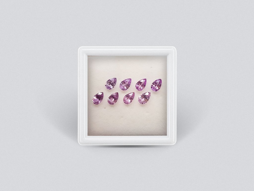 Set of calibrated sapphires 6x4 mm pear cut 3.02 carats /8 pcs Image №1