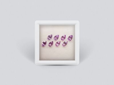 Set of calibrated sapphires 6x4 mm pear cut 3.02 carats /8 pcs photo