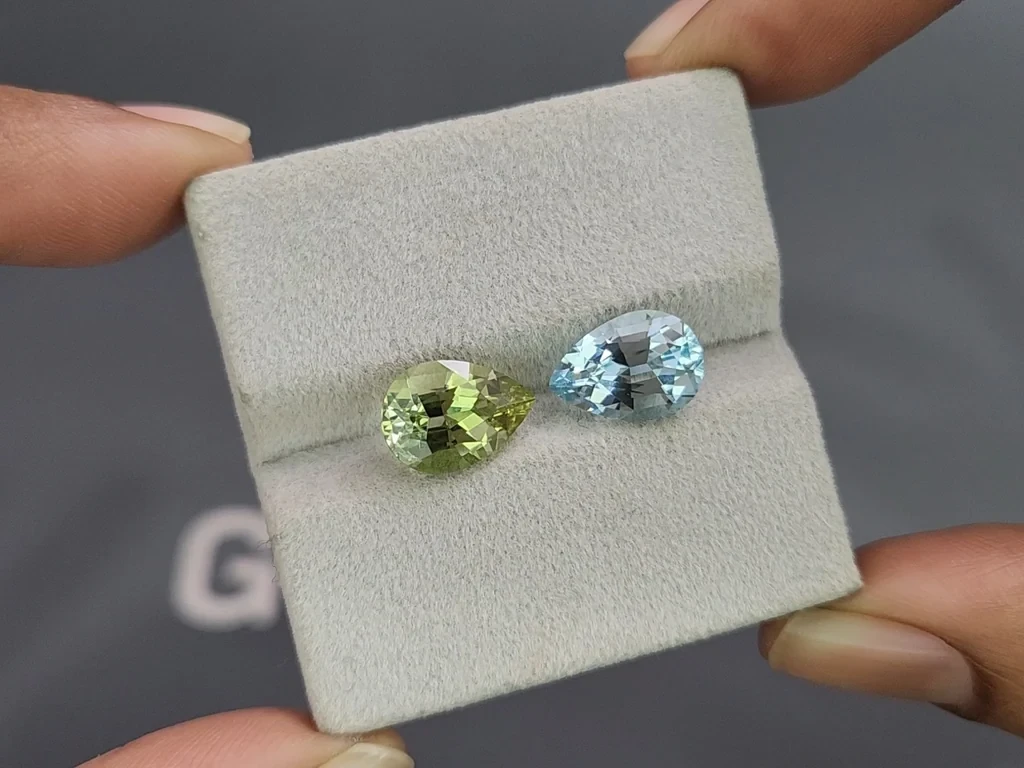 Kontrastierendes paar birnenförmig aquamarine  5,14 karat, Mosambik Image №4