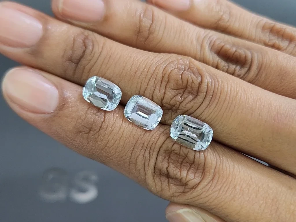 Set of aquamarines cushion cut  6.40 carats, Madagascar Image №2