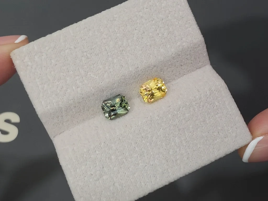 Сontrasting pair of unheated sapphires radiant cut 2.16 carats, Madagascar Image №4
