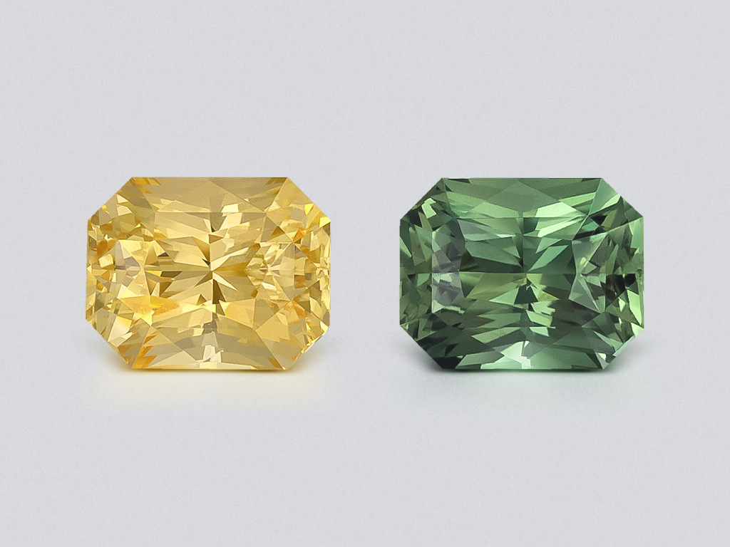 Сontrasting pair of unheated sapphires radiant cut 2.16 carats, Madagascar Image №1