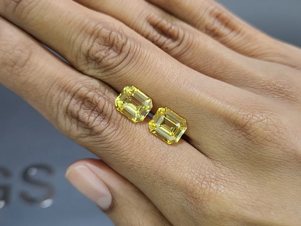 Pair of sapphires Golden Yellow octagon cut 8.14 carats, Sri Lanka Image №2
