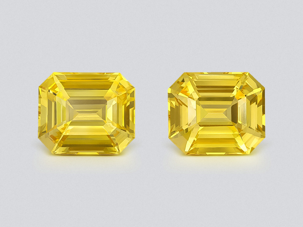Pair of sapphires Golden Yellow octagon cut 8.14 carats, Sri Lanka Image №1