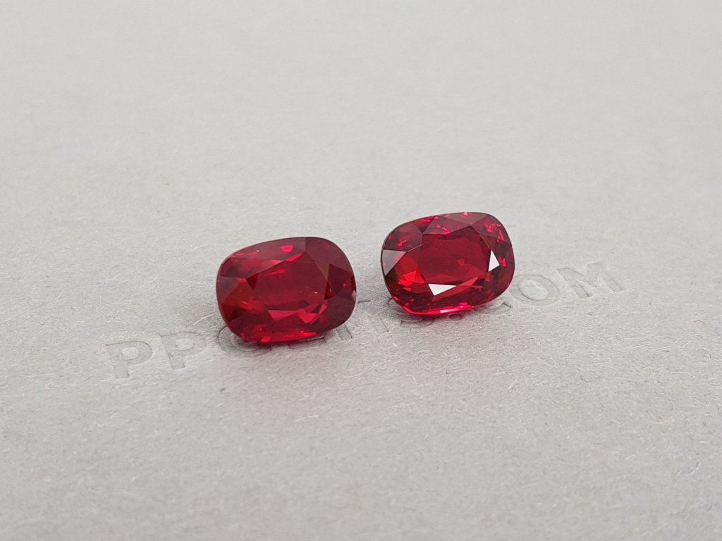 Unique pair of 10.04 ct Vivid Red rubies - Pigeon's blood, Mozambique, GRS /SSEF Image №3