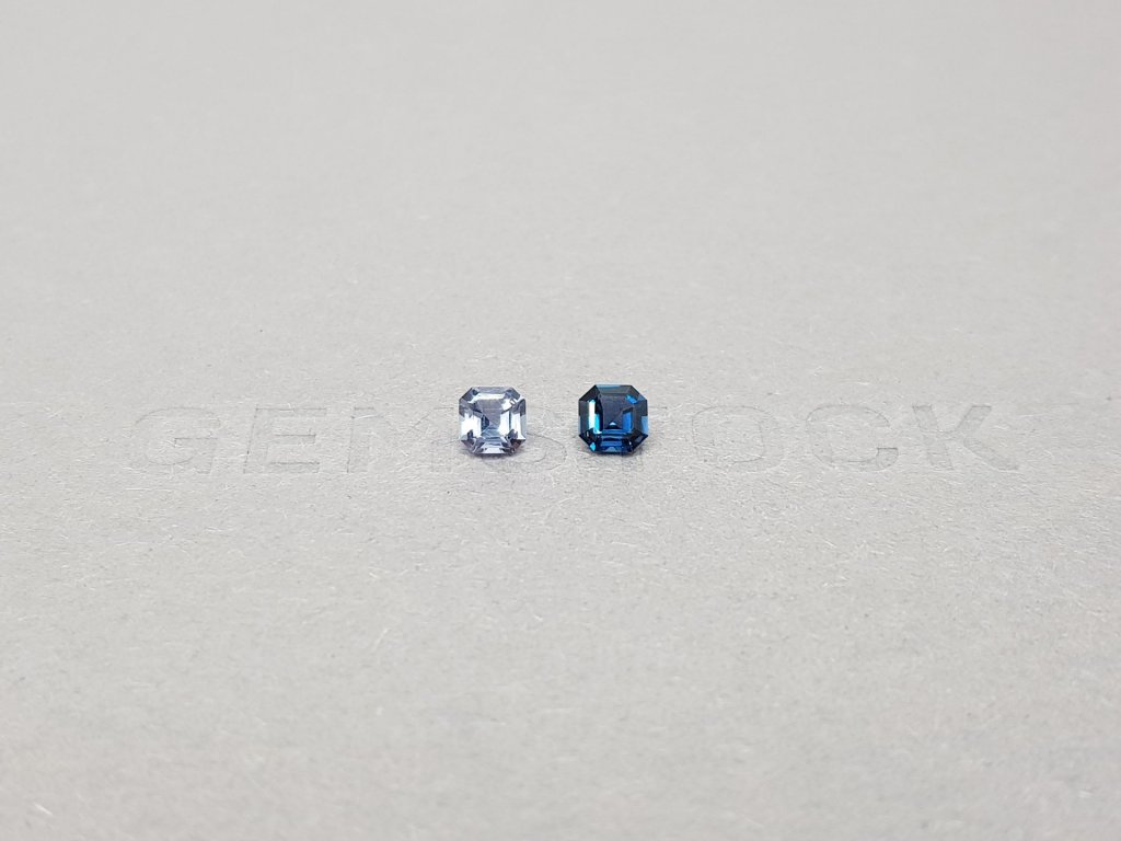 Pair of blue and cyan spinels in Asscher cut 0.57 ct Image №1