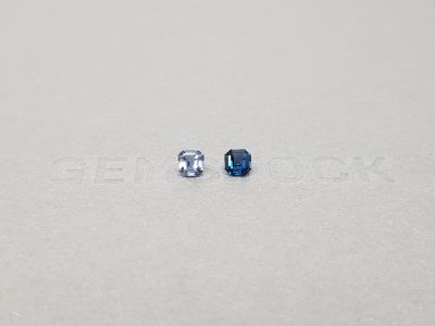 Pair of blue and cyan spinels in Asscher cut 0.57 ct photo