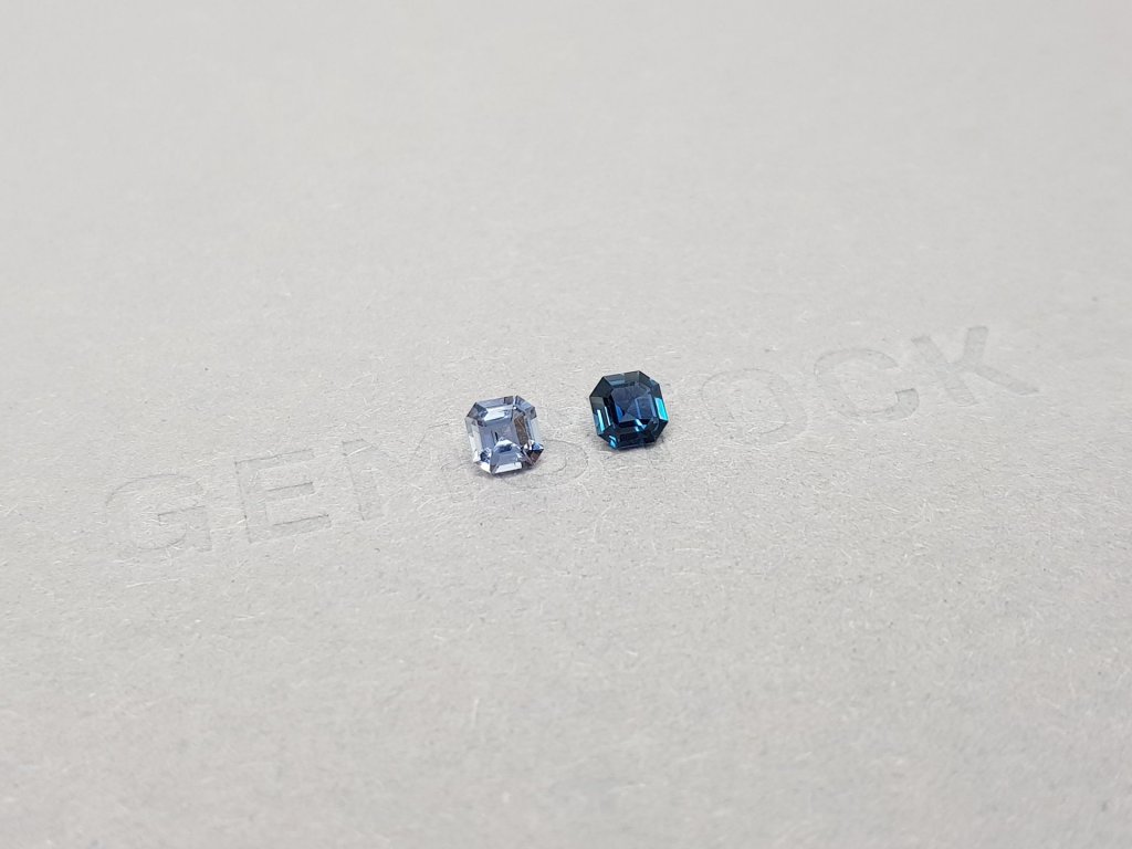 Pair of blue and cyan spinels in Asscher cut 0.57 ct Image №2