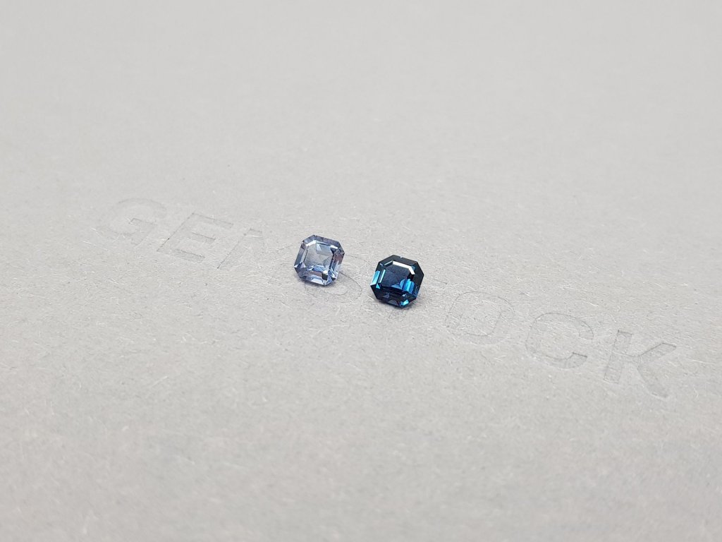 Pair of blue and cyan spinels in Asscher cut 0.57 ct Image №3