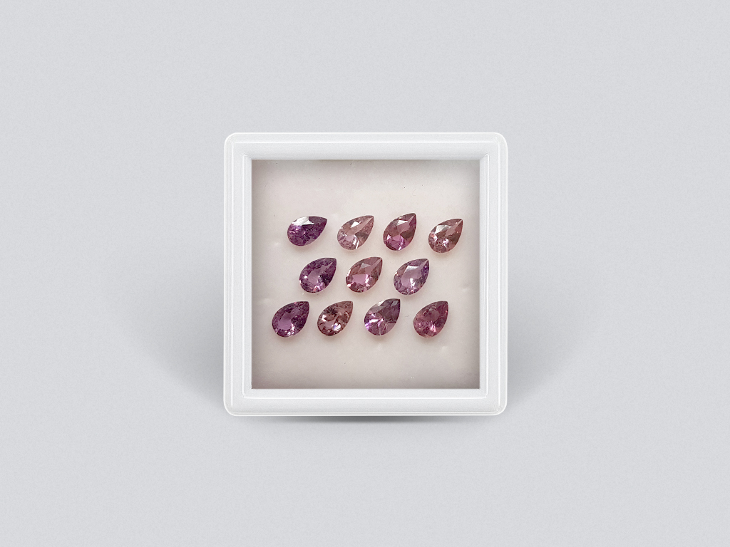 Set of calibrated sapphires 6x4 mm pear cut 4.47 carats /11 pcs Image №1