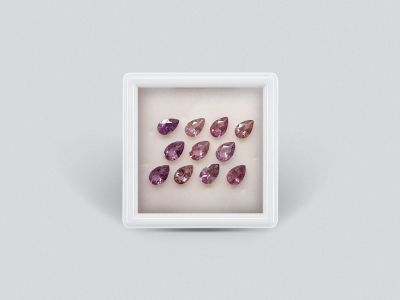 Set of calibrated sapphires 6x4 mm pear cut 4.47 carats /11 pcs photo