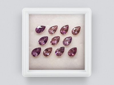 Set of calibrated sapphires 6x4 mm pear cut 4.47 carats /11 pcs photo