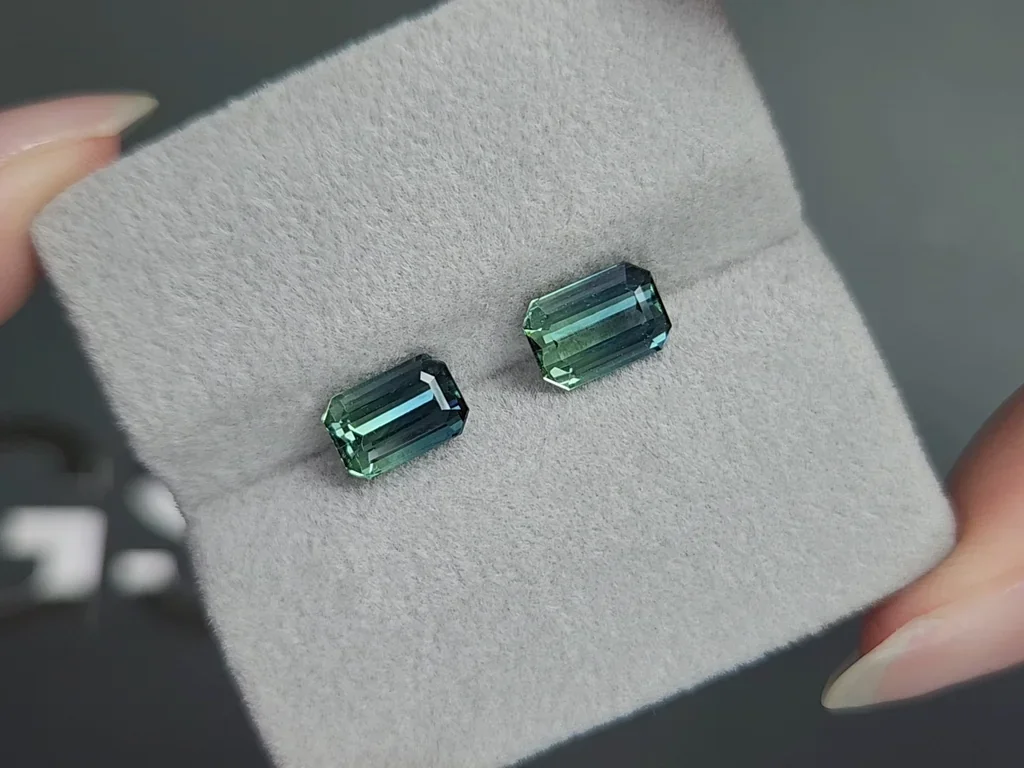 Paar zweifarbige turmaline im achteckschliff 3,05 karat, Afghanistan Image №4