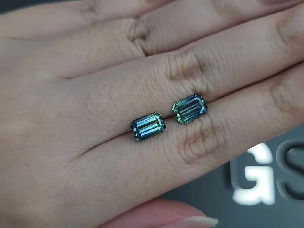 Paar zweifarbige turmaline im achteckschliff 3,05 karat, Afghanistan Image №2