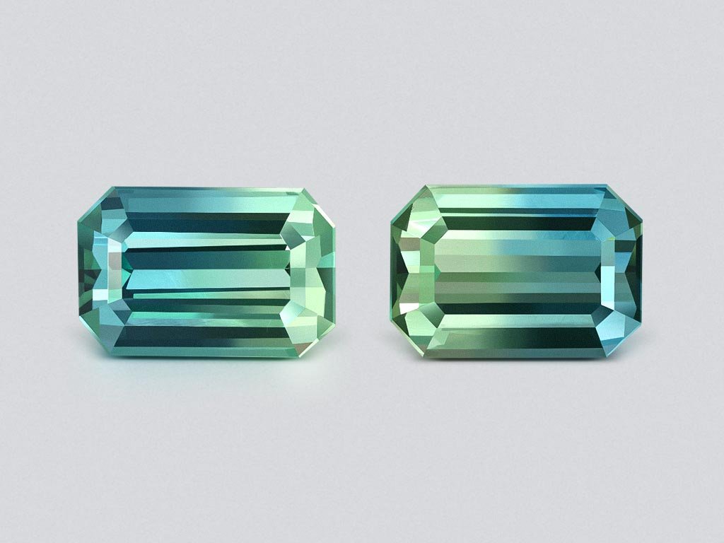 Paar zweifarbige turmaline im achteckschliff 3,05 karat, Afghanistan Image №1