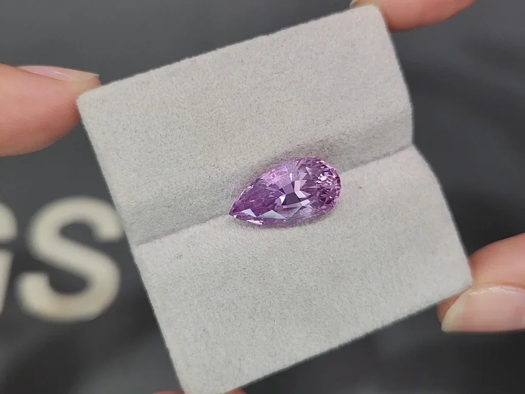 Unheated purple sapphire pear shaped 6.62 carats, Sri Lanka Image №4