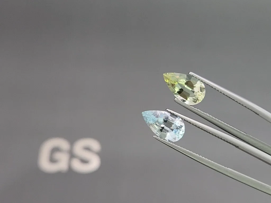 Kontrastierendes paar birnenförmig aquamarine von je 4,05 karat, Mosambik Image №3