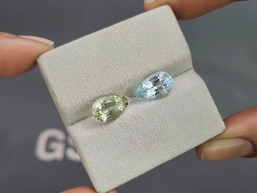 Kontrastierendes paar birnenförmig aquamarine von je 4,05 karat, Mosambik Image №4