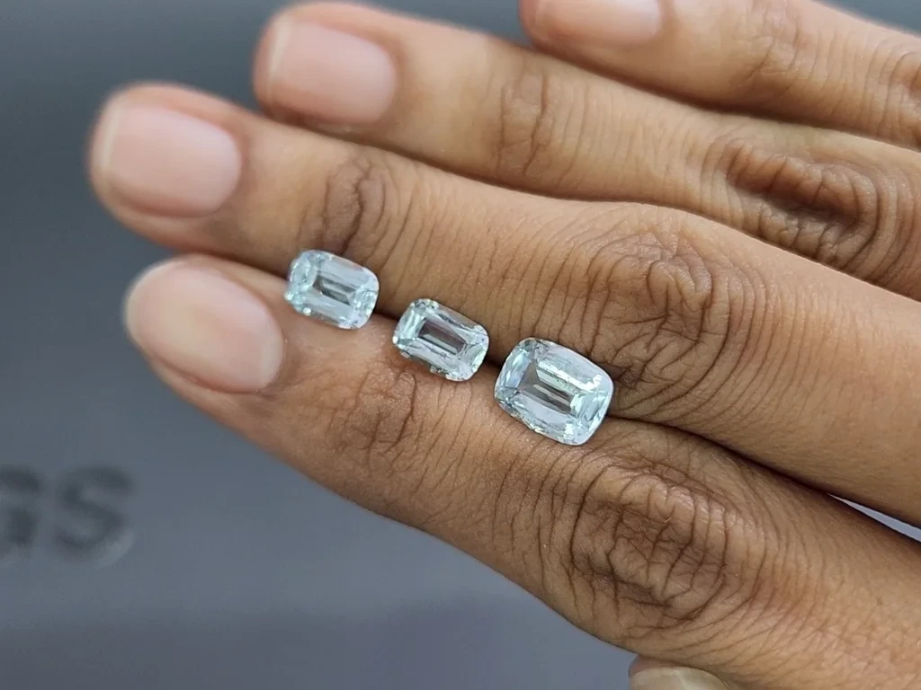Set of aquamarines cushion cut 3.88 carats, Madagascar Image №2