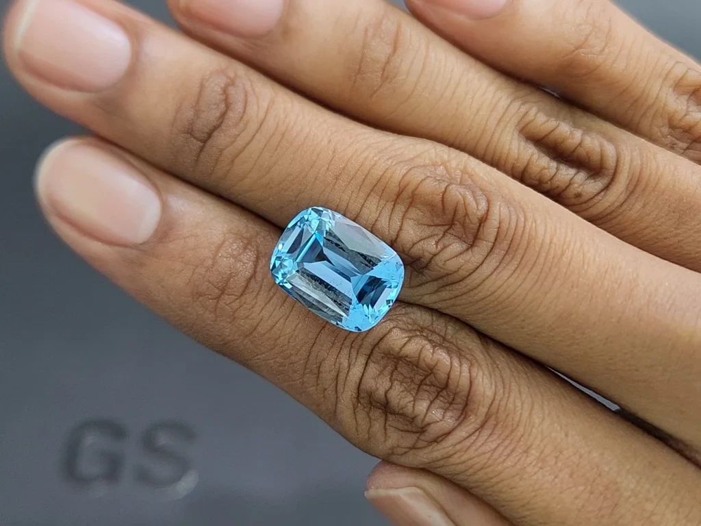 Topaz Sky Blue high precision cushion cut 9.00 carats, Madagascar Image №2