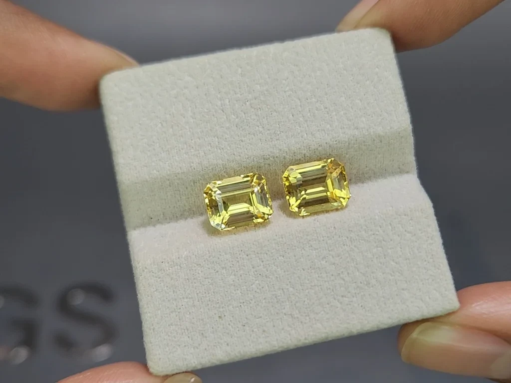 Paar unbehandelte saphire Golden Yellow im oktagon-schliff 6,53 karat, Sri Lanka Image №4