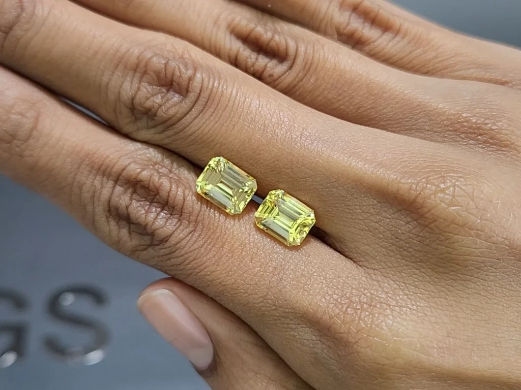 Paar unbehandelte saphire Golden Yellow im oktagon-schliff 6,53 karat, Sri Lanka Image №2