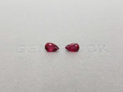 Pair of Pigeon blood pear cut rubies 2.04 ct, Mozambique photo