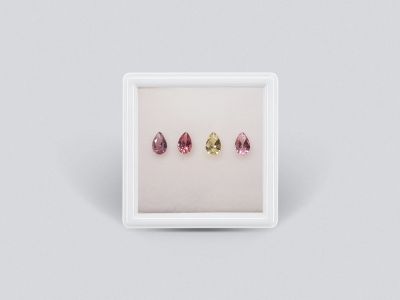 Set of calibrated sapphires 6x4 mm pear cut 1.57 carats /4 pcs photo