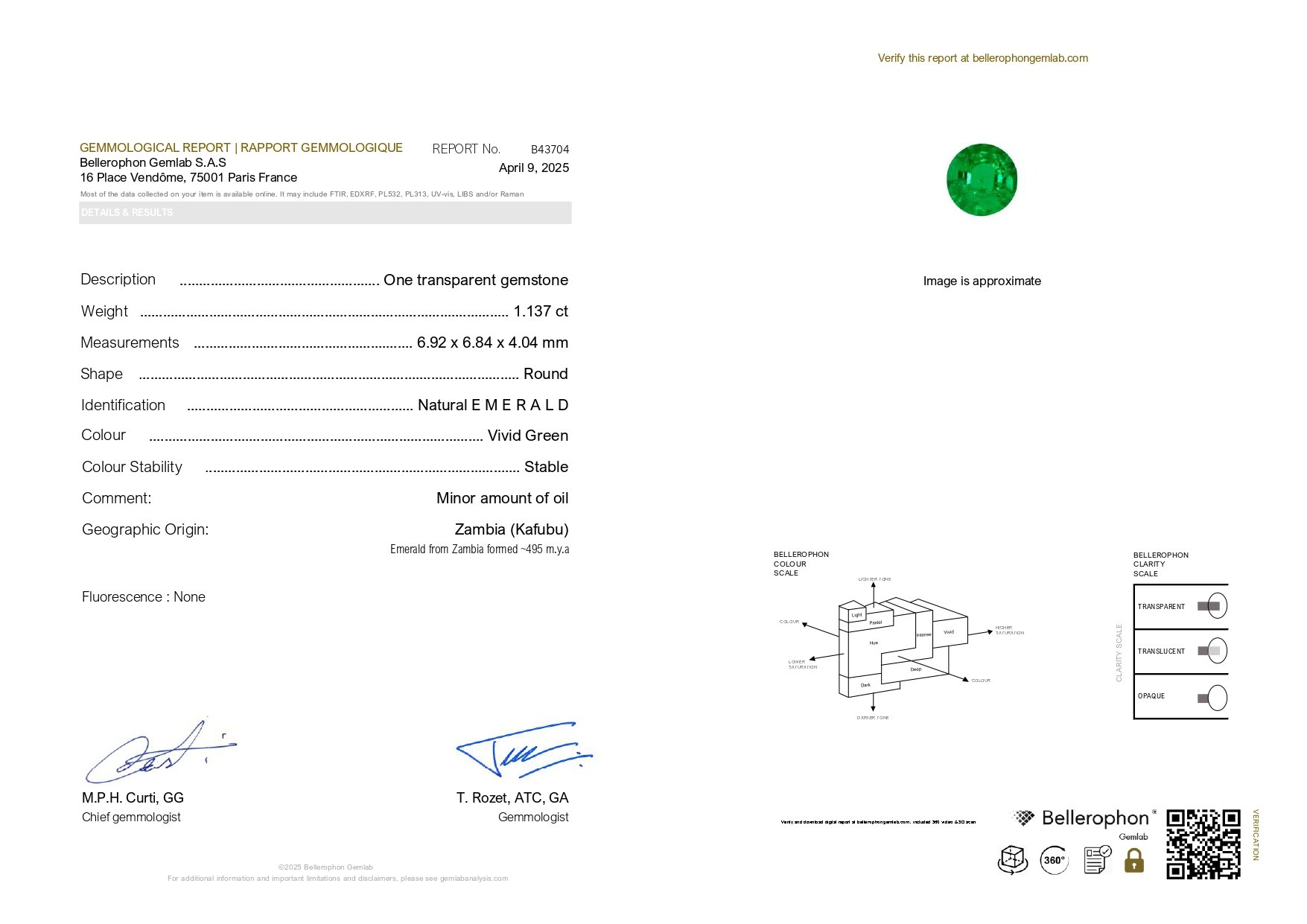 Paire émeraudes rondes vert vif 2,34 carats, Zambie  Image №5