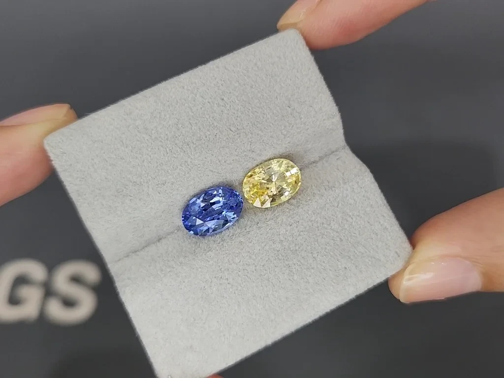 Paire de saphirs ovales non chauffés de 4,24 carats, Sri Lanka. Image №4
