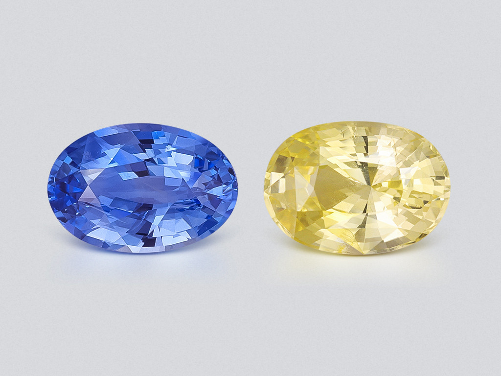 Paire de saphirs ovales non chauffés de 4,24 carats, Sri Lanka. Image №1