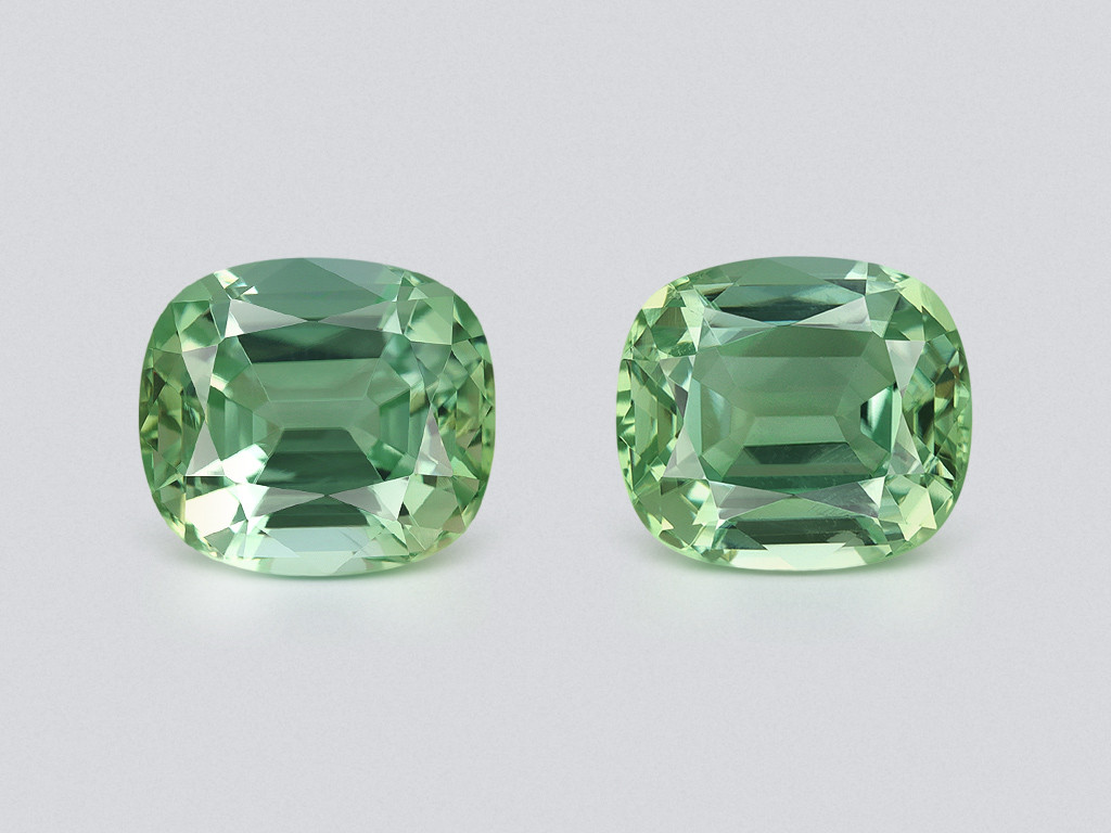 Deux tourmalines taille coussin couleur menthe, 12,38 carats, Colombie Image №1