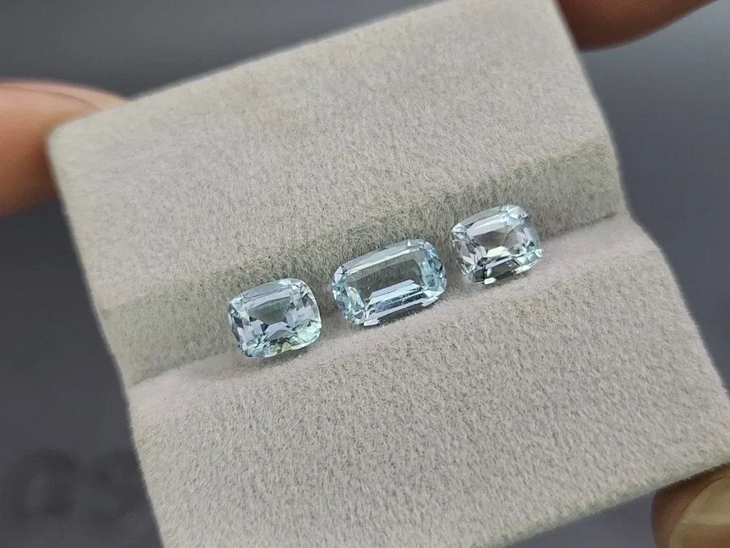 Ensemble aigues-marines taille coussin, 2,74 carats, Madagascar Image №5