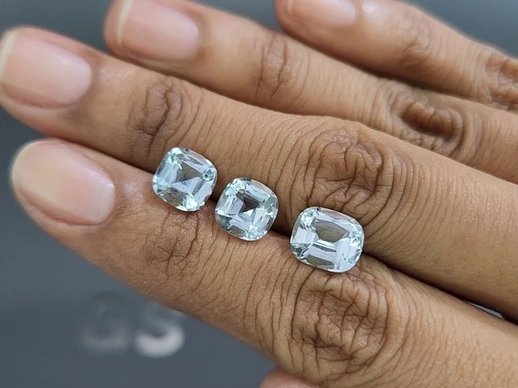 Set of aquamarines cushion cut 6.18 carats, Madagascar Image №2