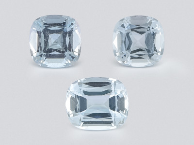 Set of aquamarines cushion cut 6.18 carats, Madagascar photo
