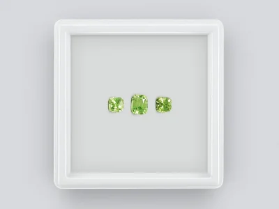 Set of green tsavorite garnets in cushion cut 1.86 ct photo