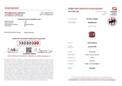 Certificate Ring mit Rhodolit-Granat 5,60 Karat in 18 Karat Weißgold