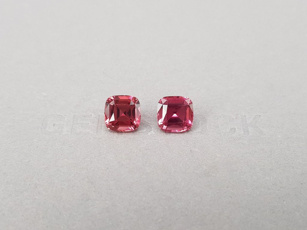 Pair of cushion-cut vivid pink African tourmalines 5.42 carats Image №1
